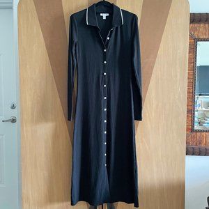 Topshop Black Midi Dress with White Trim